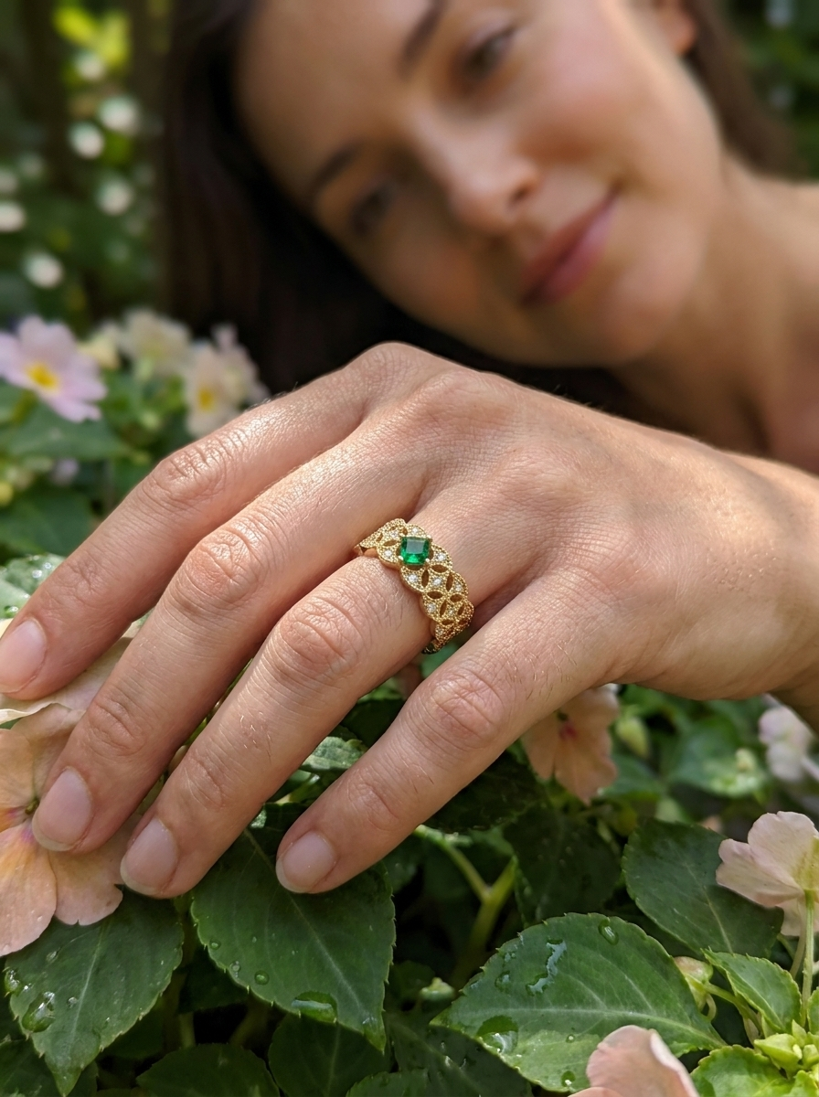 Valentina’s Emerald Lace Ring